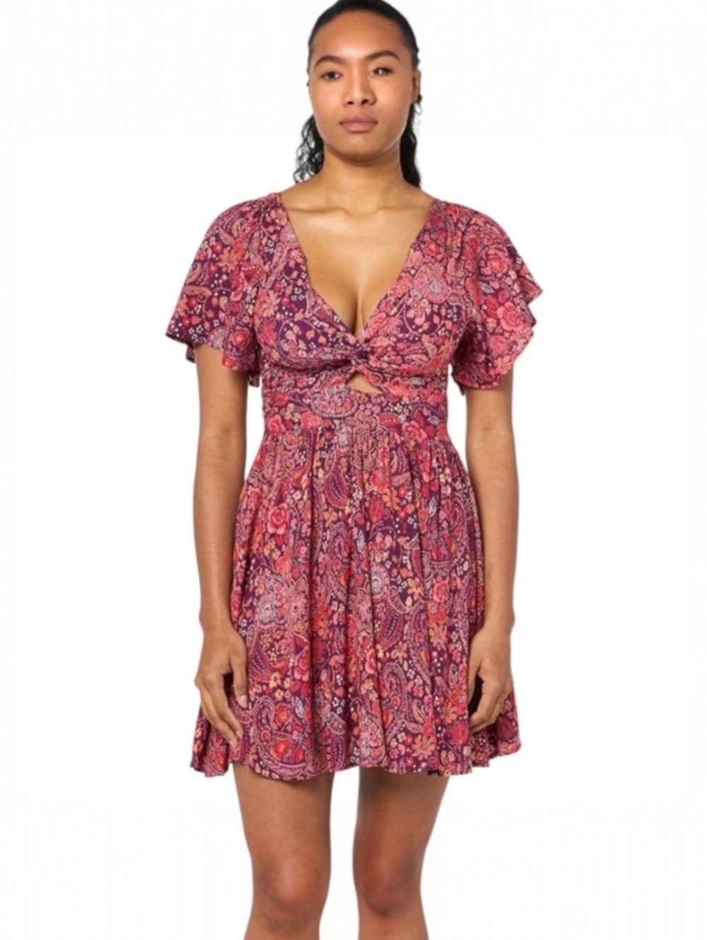 Angie Colorful Smocked Back Mini Dress S Boho